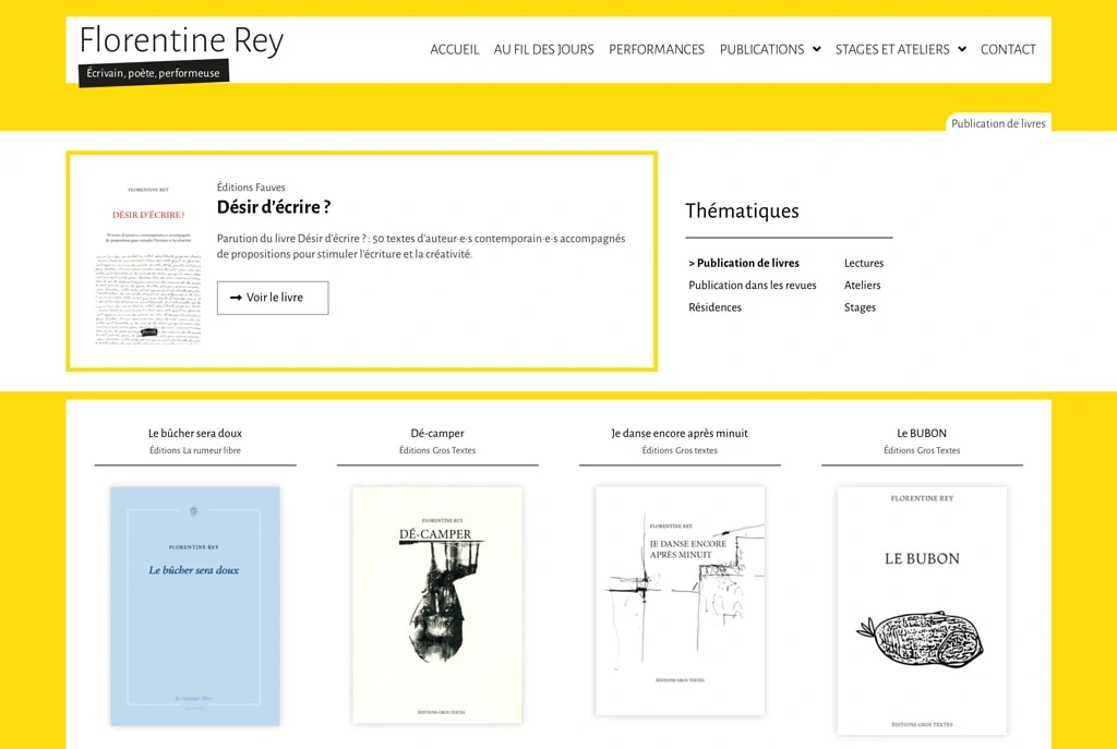 Page des "Publications de livres" de Florentine Rey - Vue détail 1