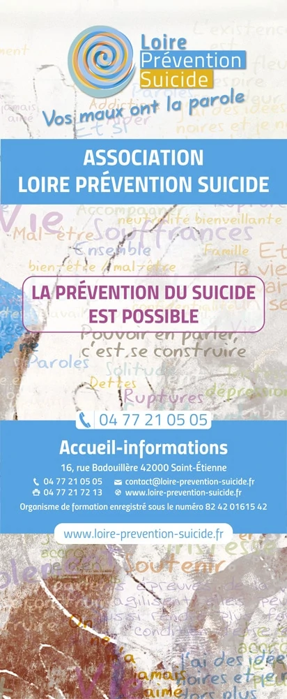 Rollup recto pour l’association Loire Prévention Suicide située à Saint-Étienne.